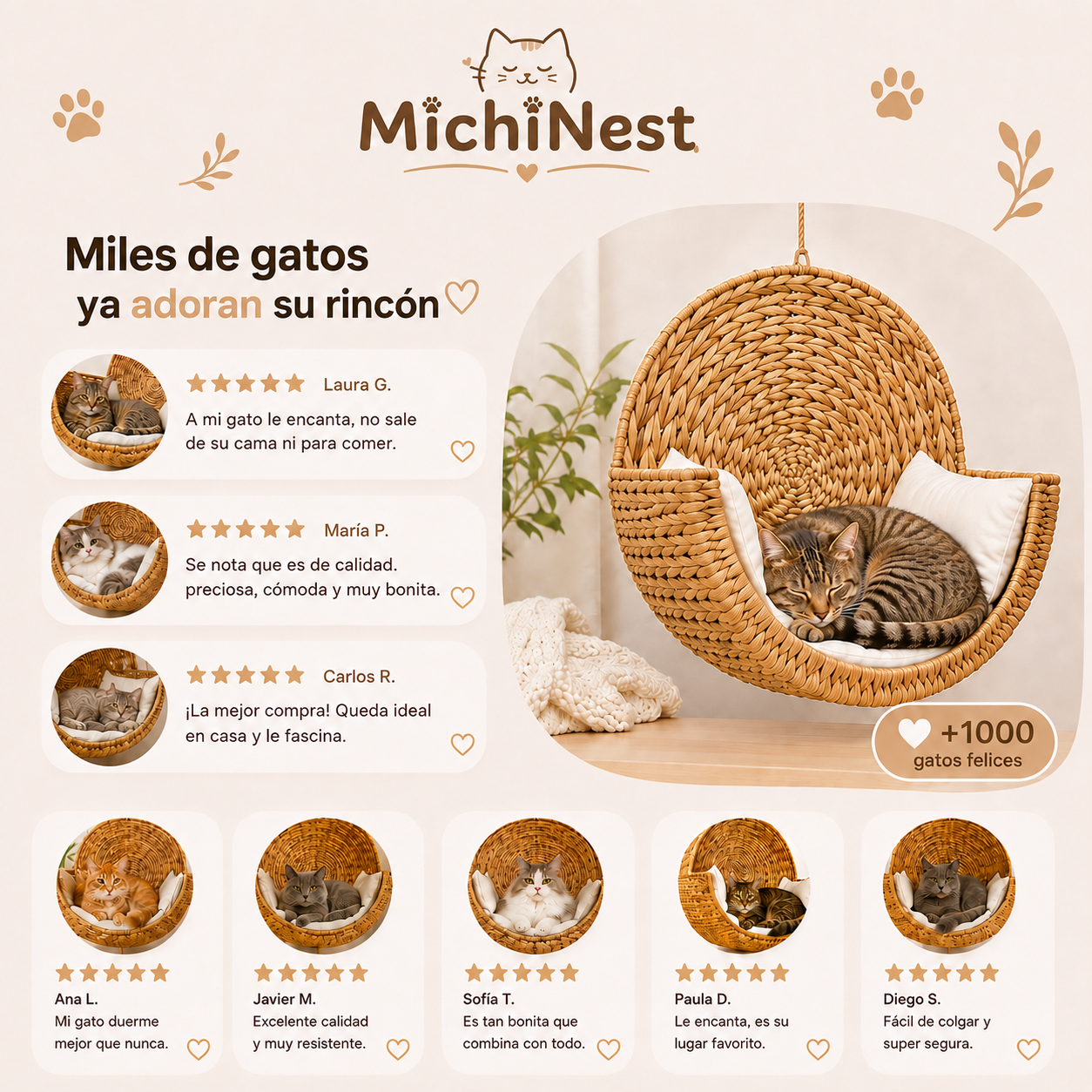 MichiNest™ Cama Colgante para Gatos
